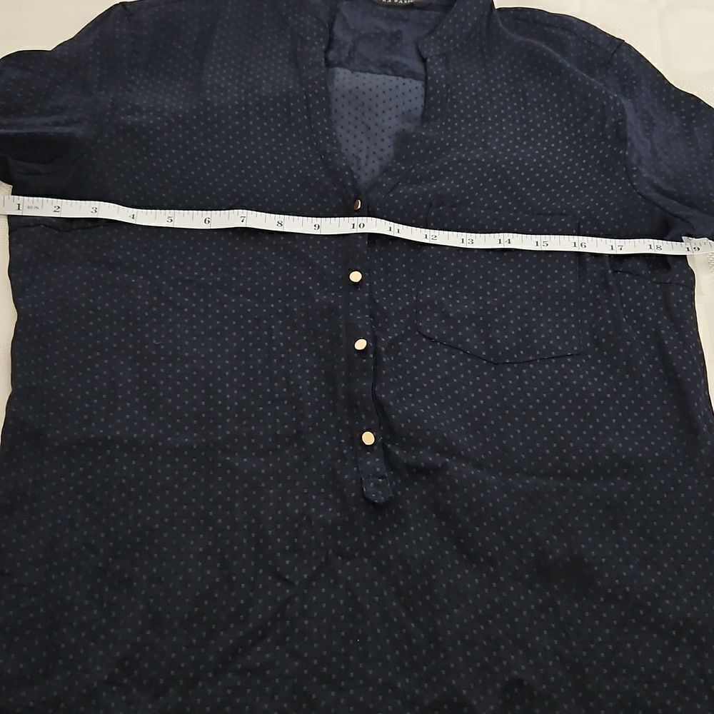 Zara Women's Casual Button-Down Shirt Long Sleeves Shirt Navy Blue Small - Picture 8 of 16